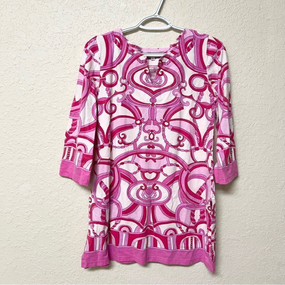 Barbara Gerwit Womens Pullover Tunic Top Pink Size L